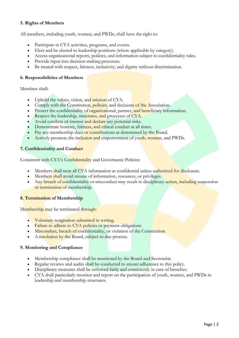 Membership Policy — page 2