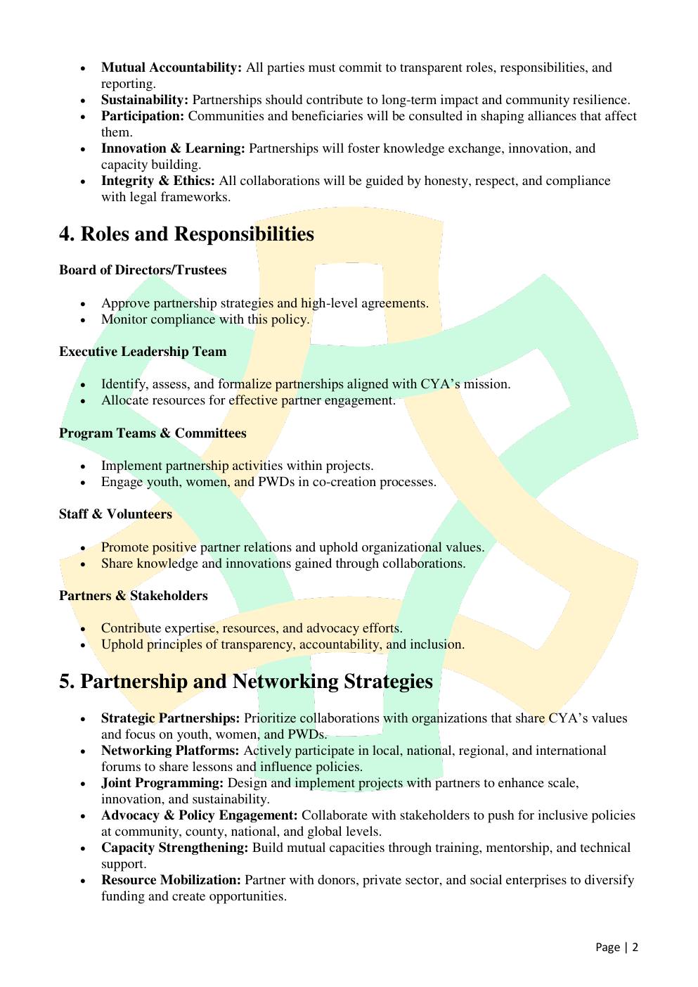 Partnership & Networking Policy — page 2