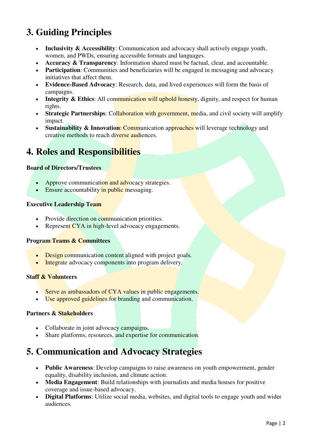 Communication & Advocacy Policy — page 2