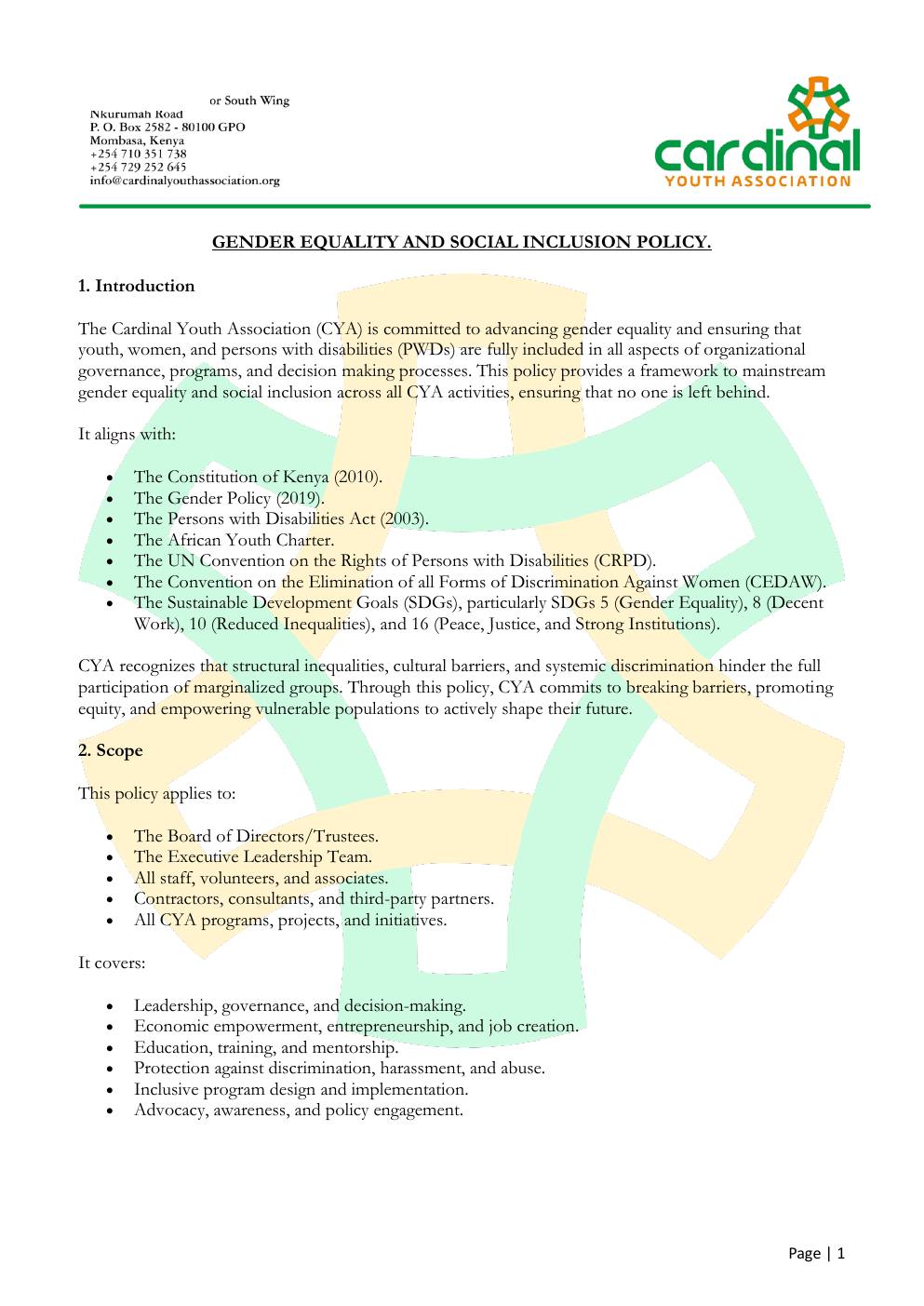 Gender Policy — page 1