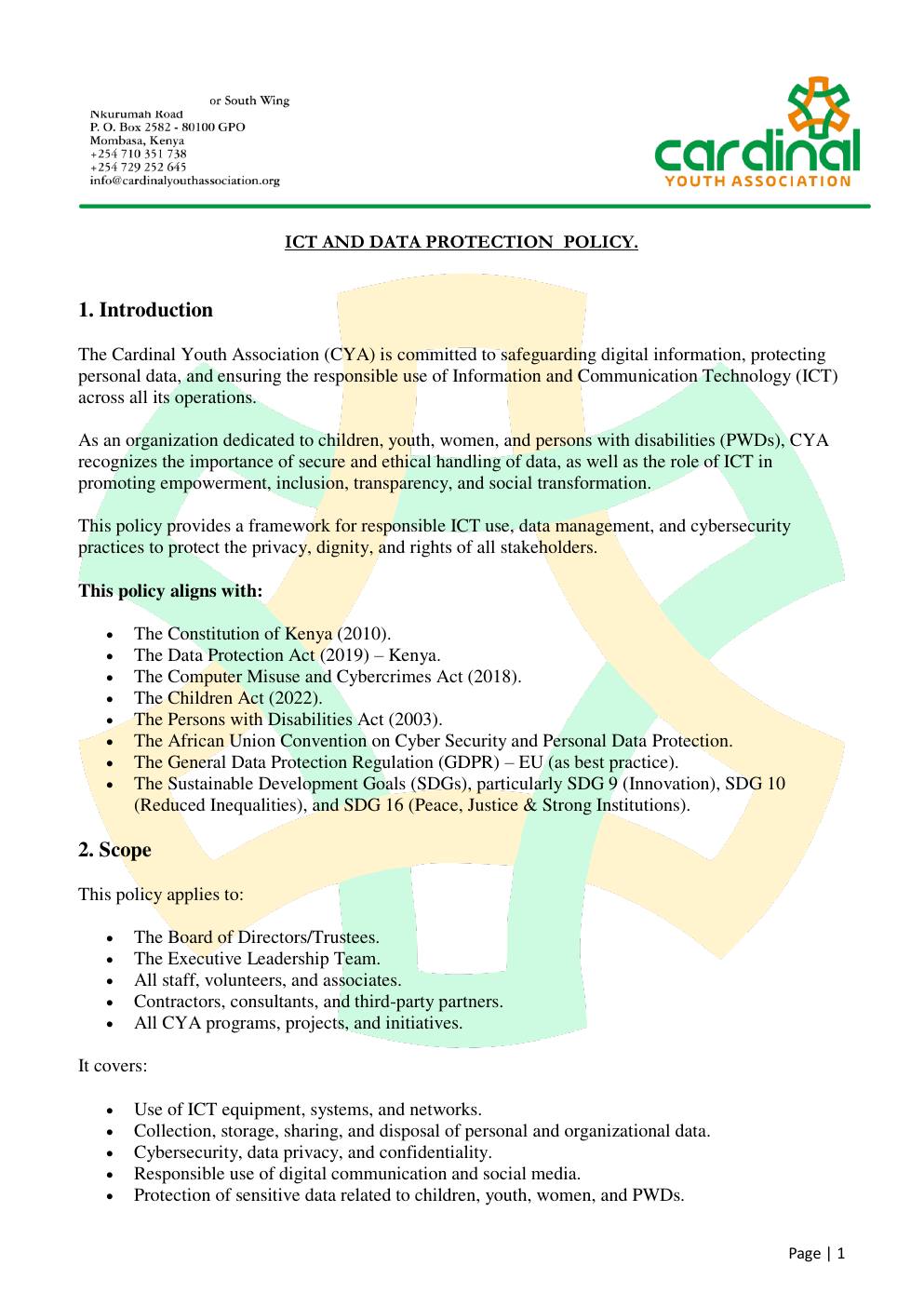 ICT & Data Protection Policy — page 1