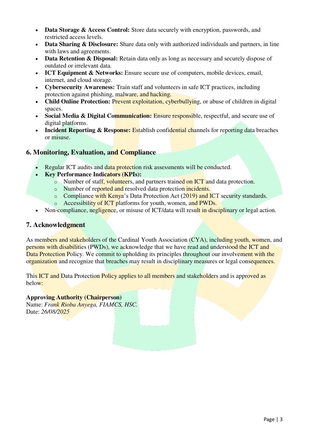 ICT & Data Protection Policy — page 3