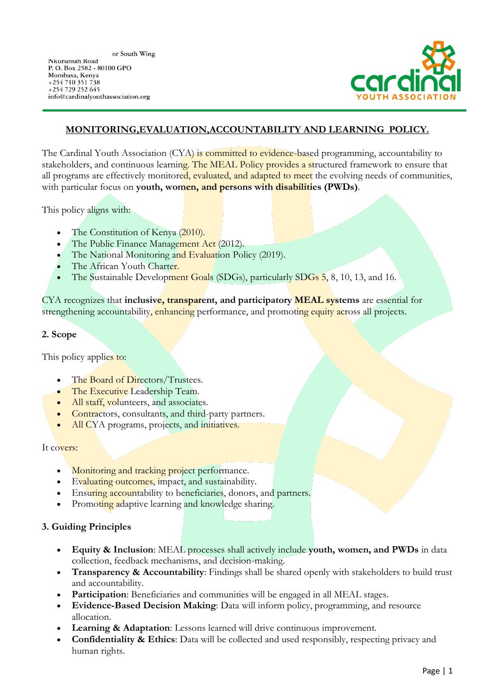 MEAL Policy — page 1